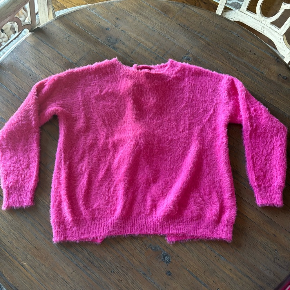 Sassy Shortcake size M pink open tie back sweater